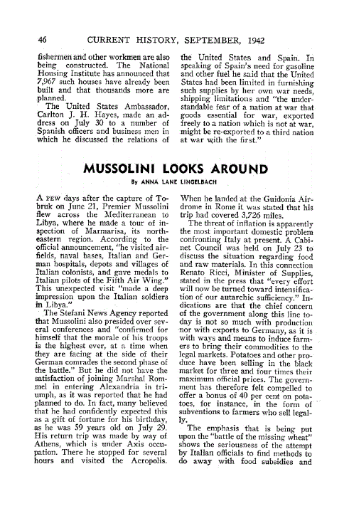 First page of Mussolini Looks Around