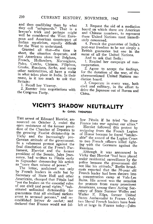 First page of Vichy’s Shadow Neutrality