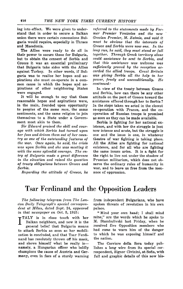 First page of Tsar Ferdinand and the Opposition Leaders
