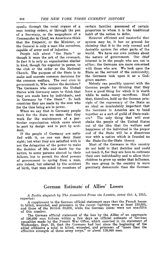 First page of German Estimate of Allies’ Losses
