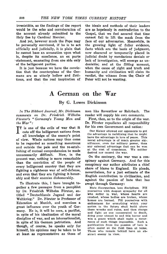 First page of A German on the War