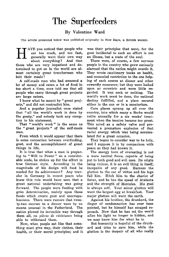 First page of The Superfeeders