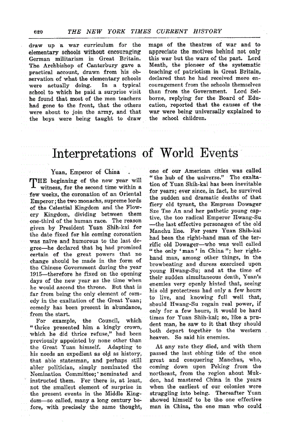 First page of Interpretations of World Events