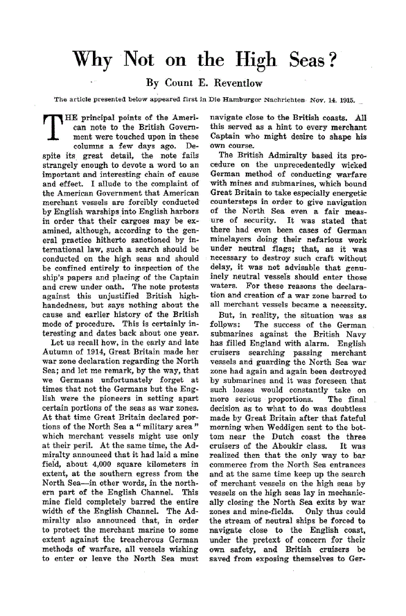 First page of Why Not on the High Seas?