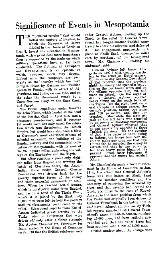 First page of Significance of Events in Mesopotamia