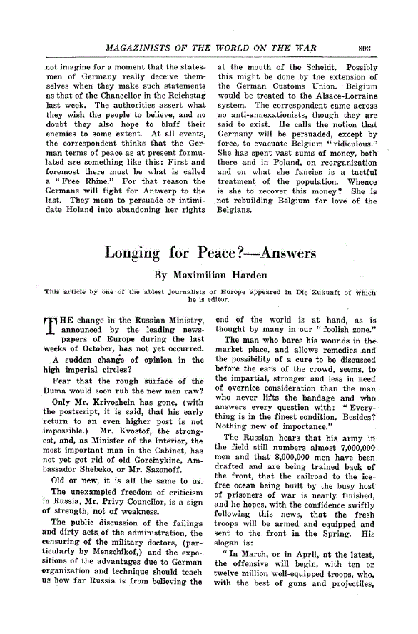 First page of Longing for Peace?—Answers