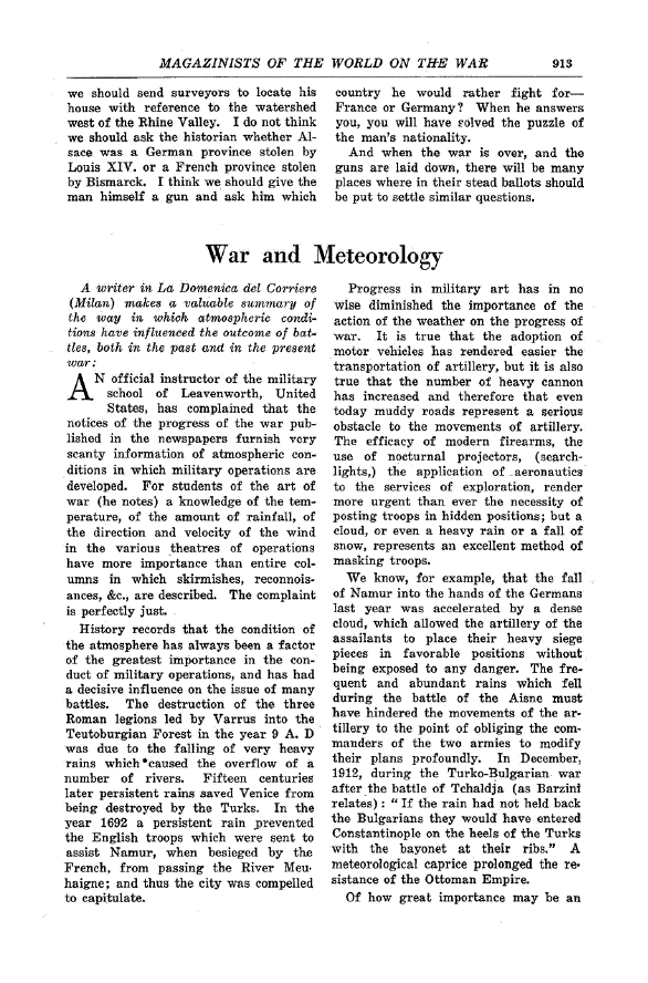 First page of War and Meteorology