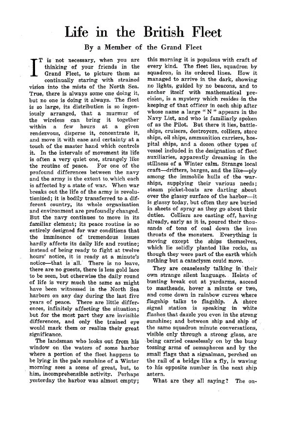 First page of Life in the British Fleet