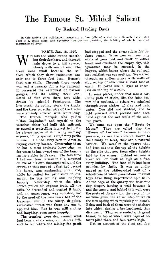 First page of The Famous St. Mihiel Salient