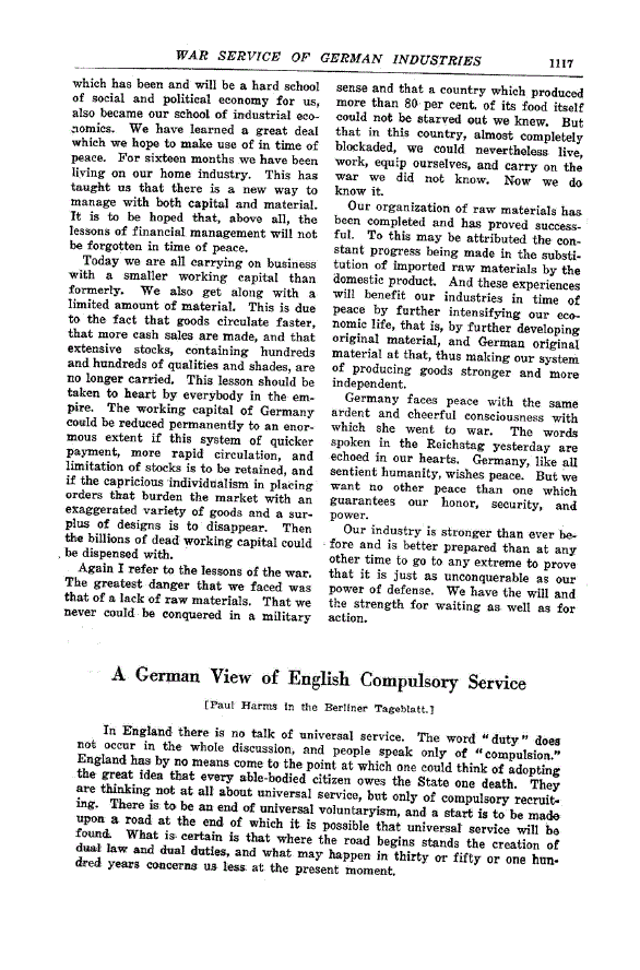 First page of A German View of English Compulsory Service