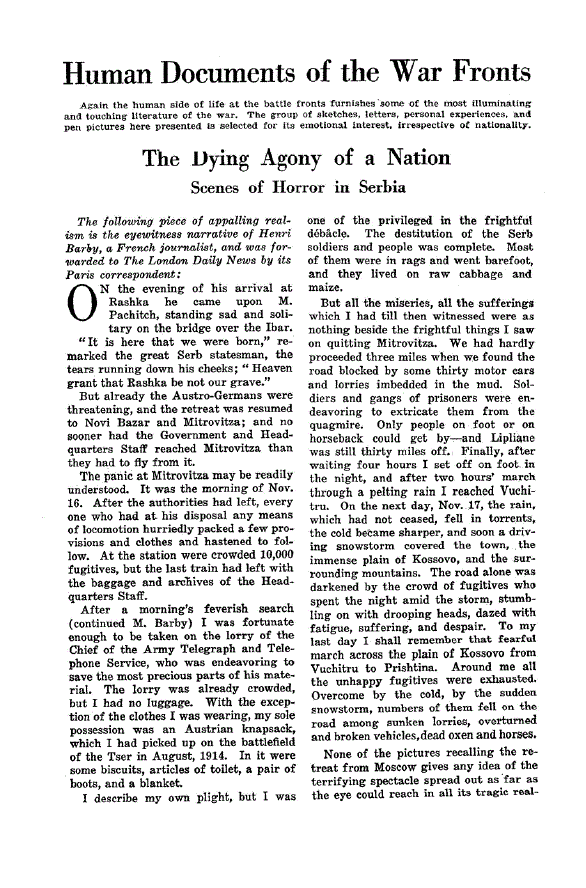 First page of The Dying Agony of a Nation<subtitle>Scenes of Horror in Serbia</subtitle>