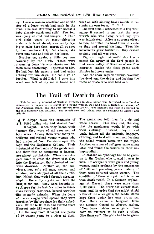 First page of The Trail of Death in Armenia
