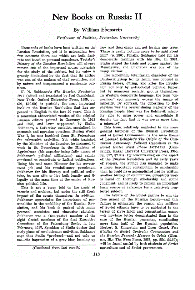 First page of New Books on Russia<subtitle>II</subtitle>