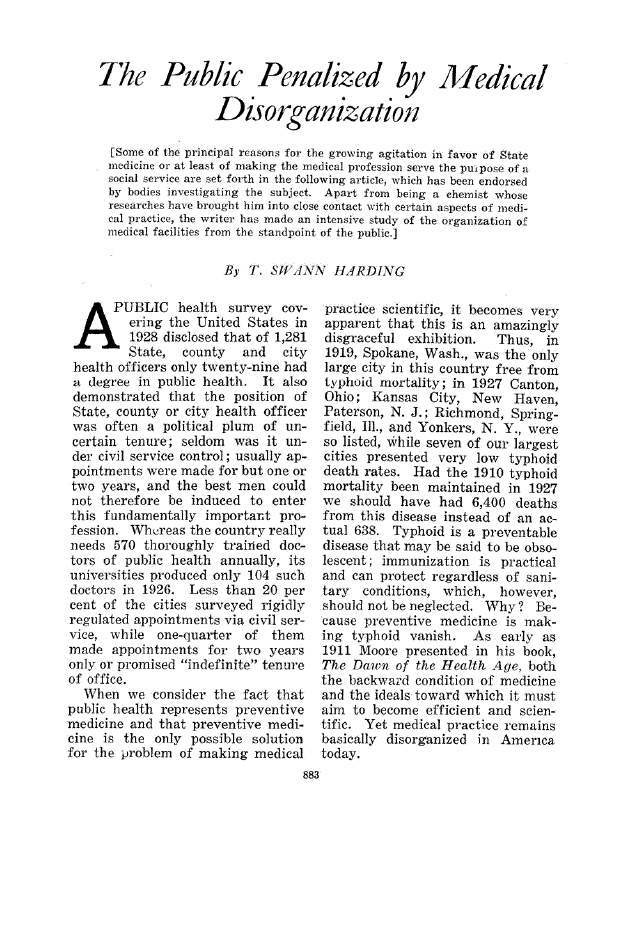 First page of The Public Penalized by Medical Disorganization