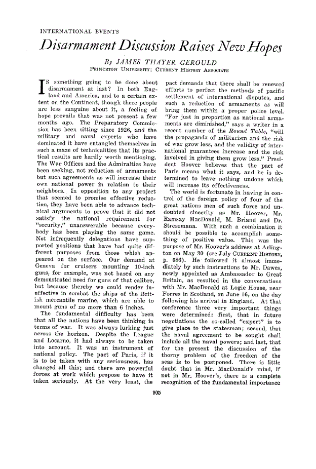 First page of Disarmament Discussion Raises New Hopes