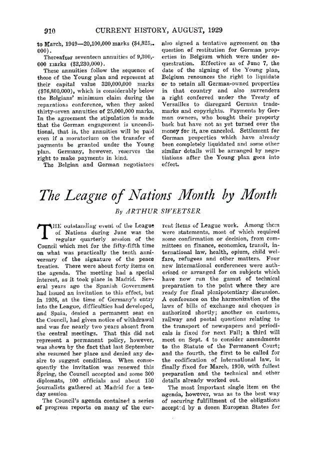 First page of The League of Nations Month by Month