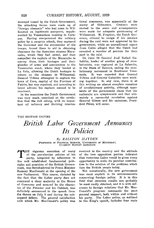 First page of British Labor Government Announces Its Policies