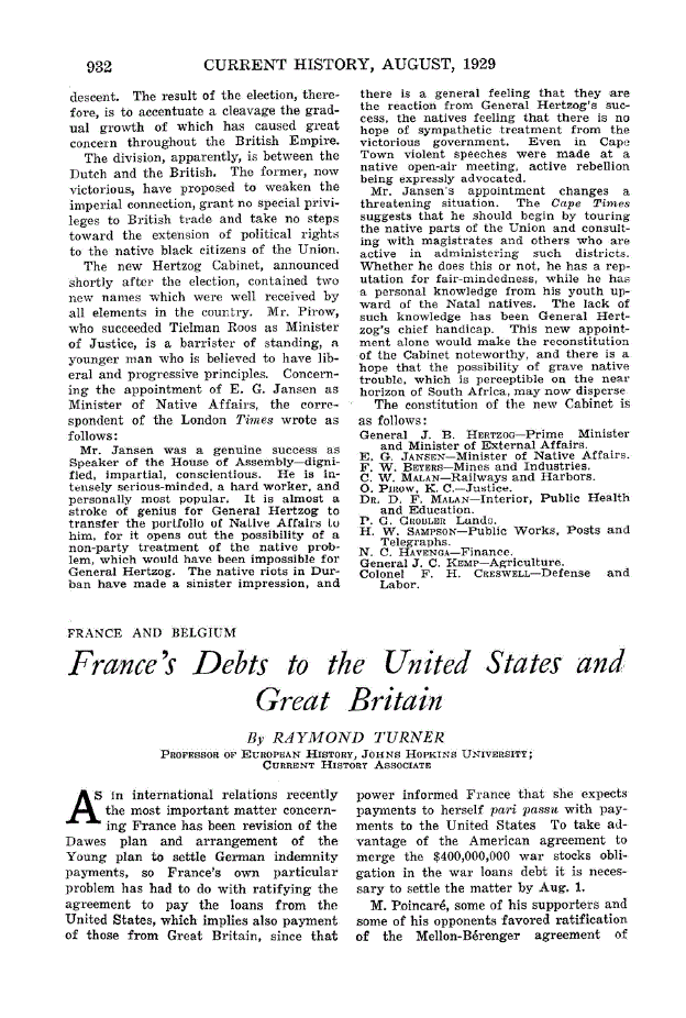 First page of France’s Debts to the United States and Great Britain