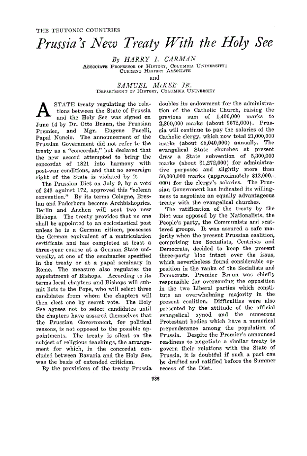 First page of Prussia’s New Treaty With the Holy See