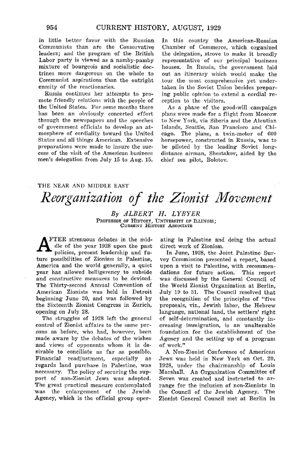 First page of Reorganization of the Zionist Movement