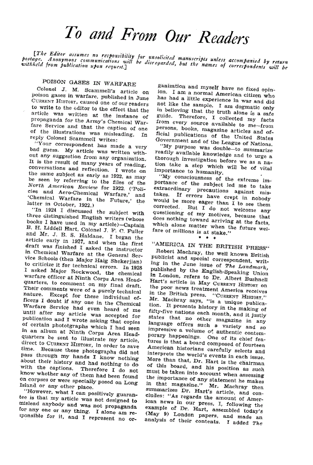 First page of To and From Our Readers