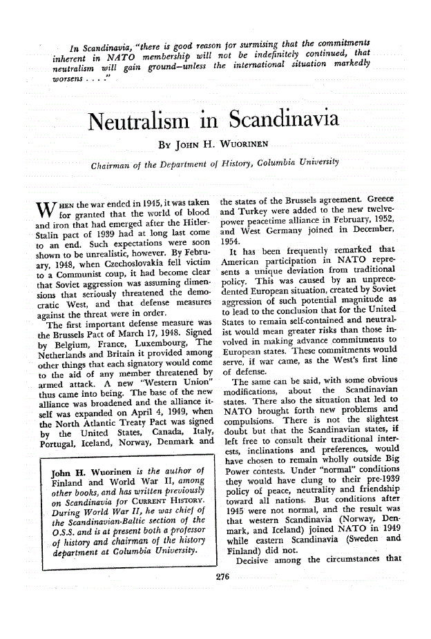 First page of Neutralism in Scandinavia