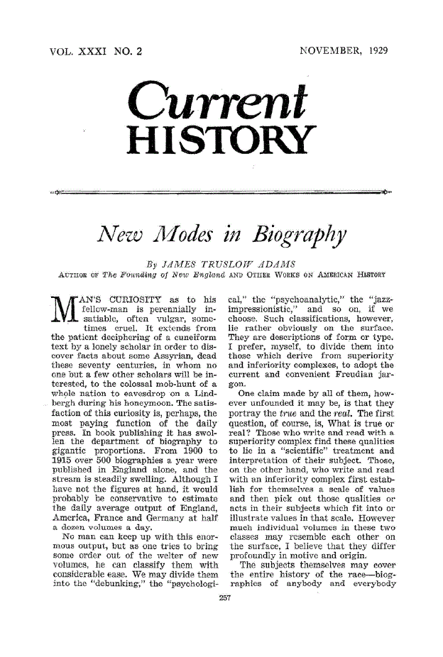 First page of New Modes in Biography