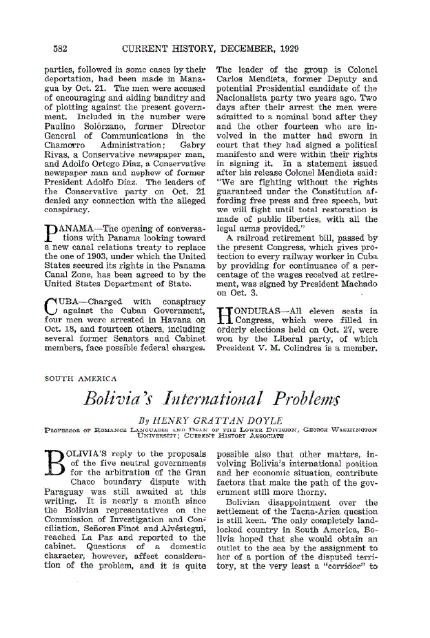 First page of Bolivia’s International Problem’s