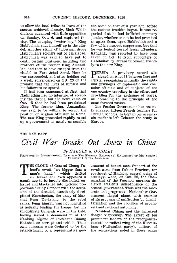 First page of Civil War Breaks Out Anew in China