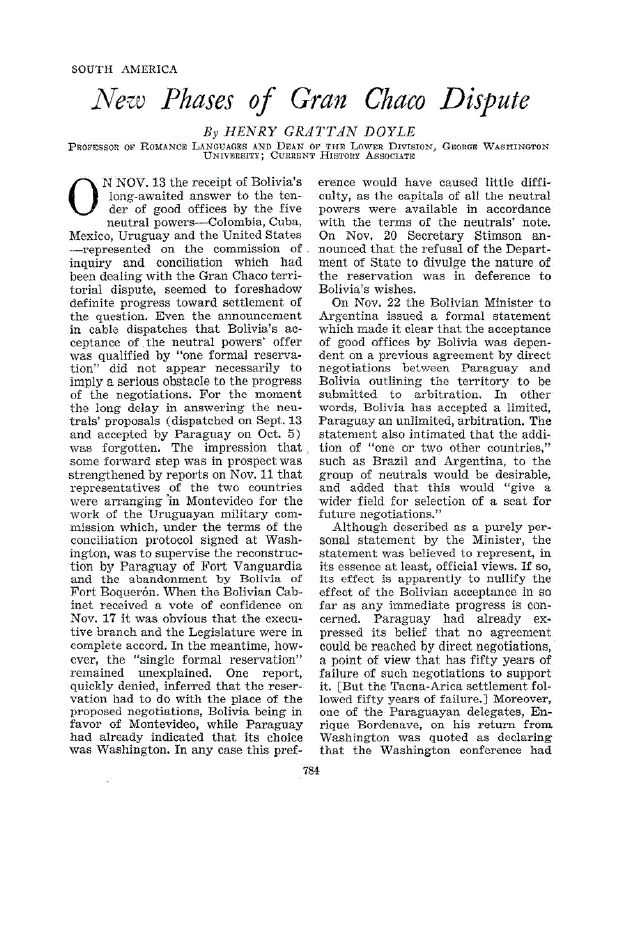 First page of New Phases of Gran Chaco Dispute