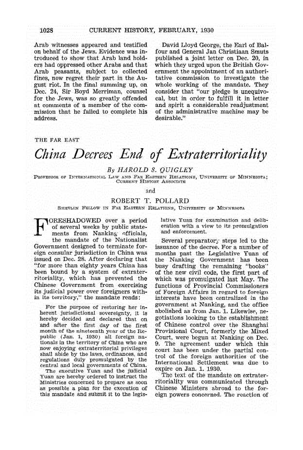 First page of China Decrees End of Extraterritoriality