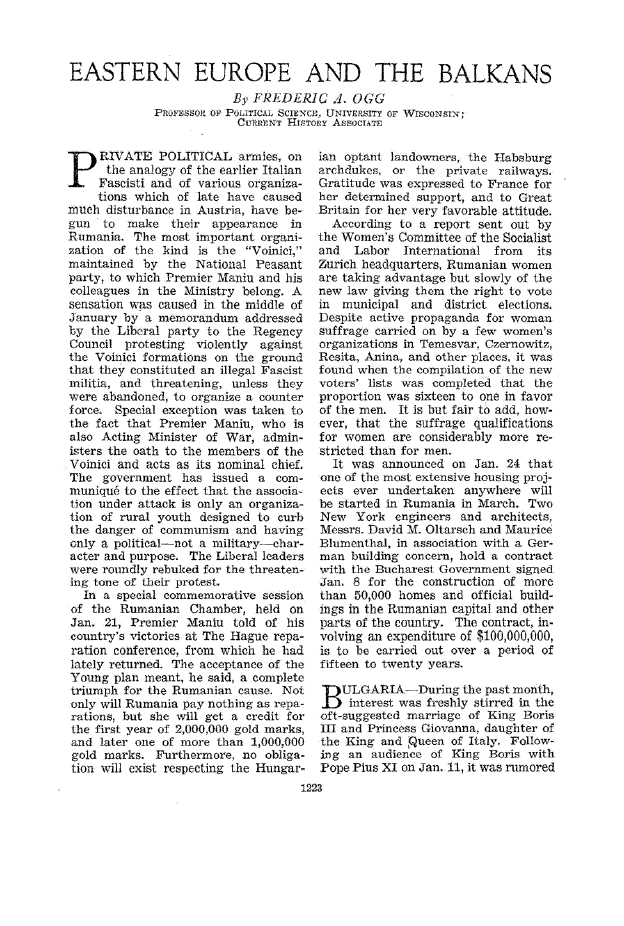First page of Eastern Europe and the Balkans