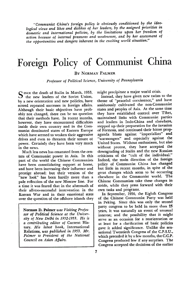 First page of Foreign Policy of Communist China
