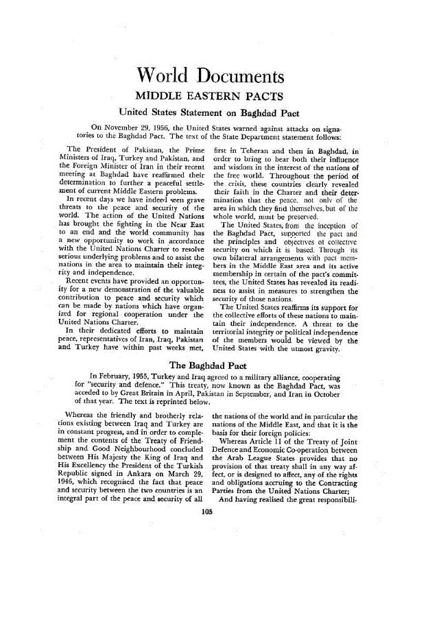 First page of The Baghdad Pact