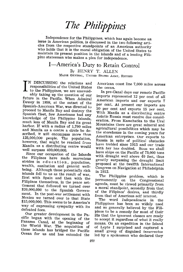 First page of I—America’s Duty to Retain Control