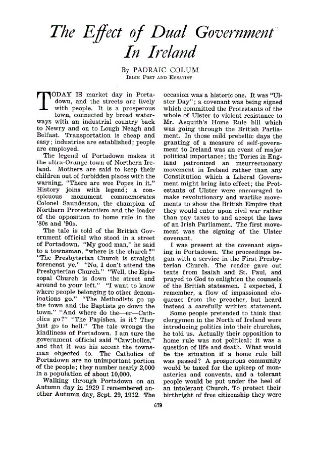First page of The Effect of Dual Government In Ireland
