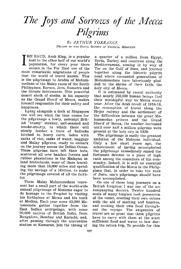 First page of The Joys and Sorrows of the Mecca Pilgrims