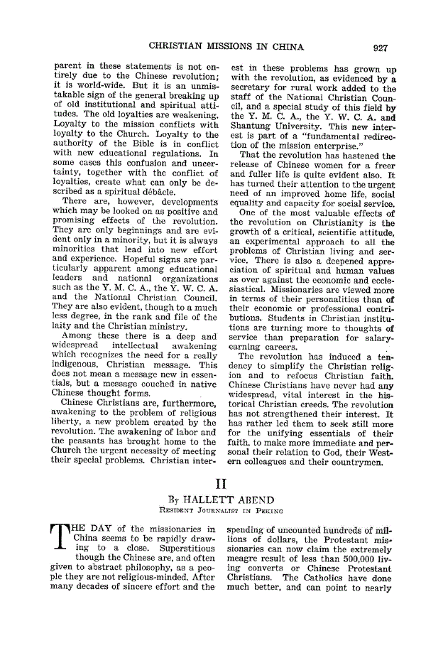 First page of The Crisis of Christian Missions in China II