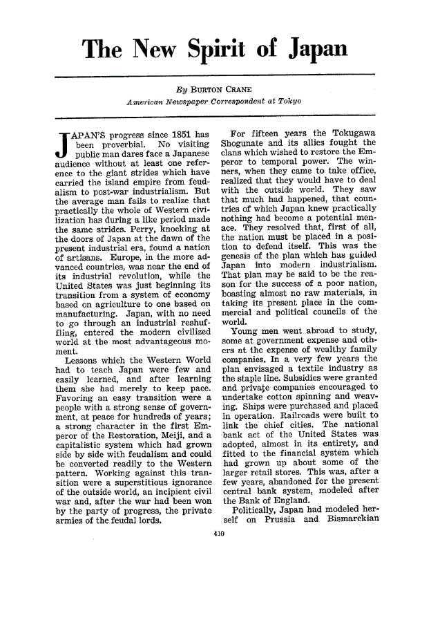 First page of The New Spirit of Japan