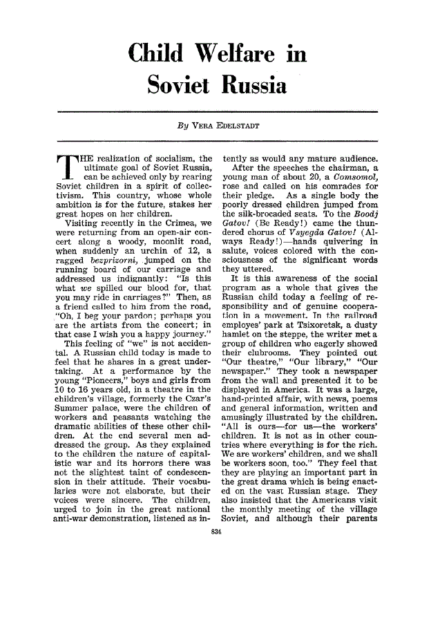 First page of Child Welfare in Soviet Russia