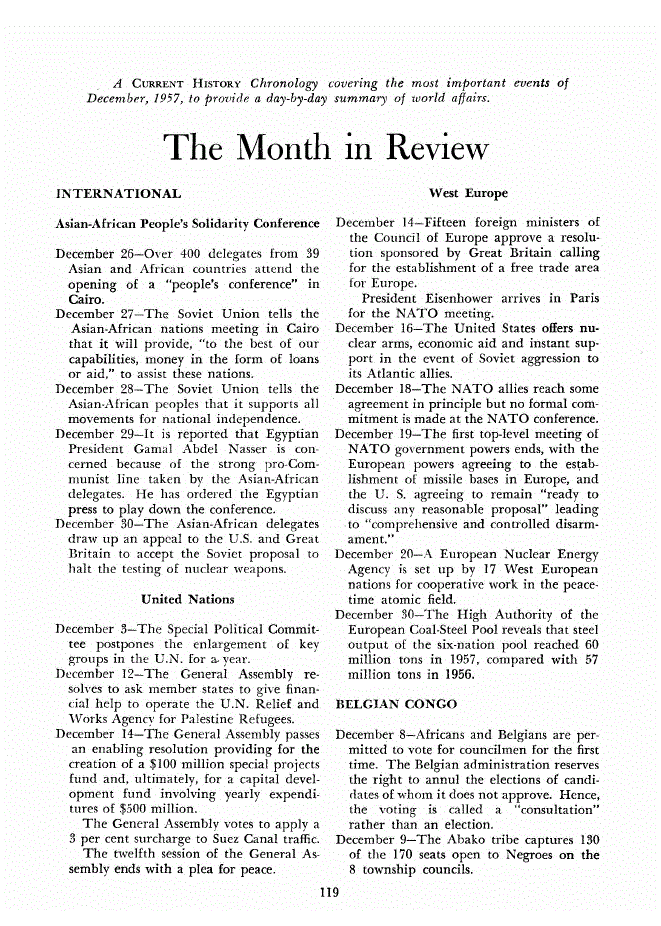 First page of The Month in Review