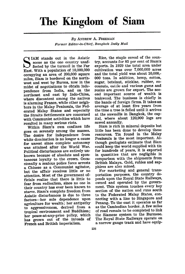 First page of The Kingdom of Siam