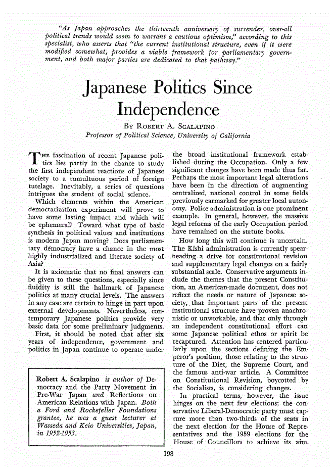 First page of Japanese Politics Since Independence