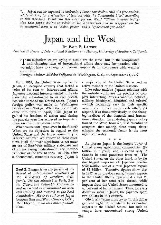 First page of Japan and the West