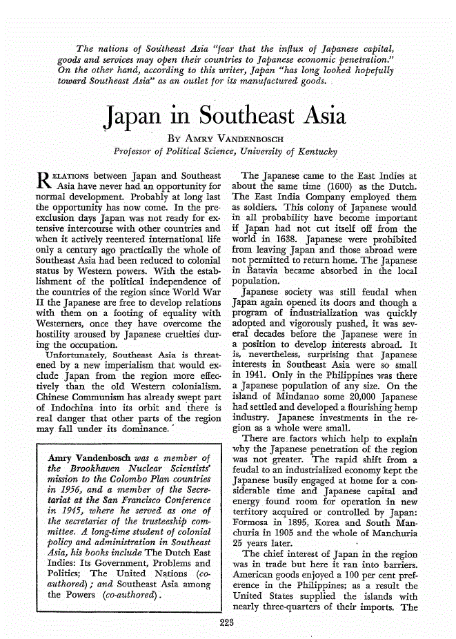 First page of Japan in Southeast Asia
