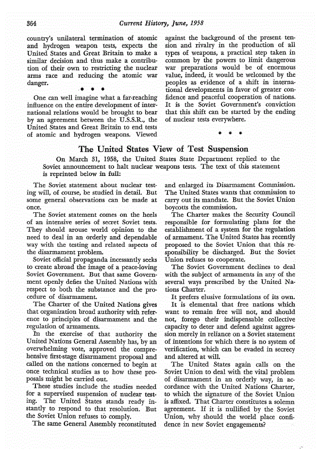 First page of The United States View of Test Suspension
