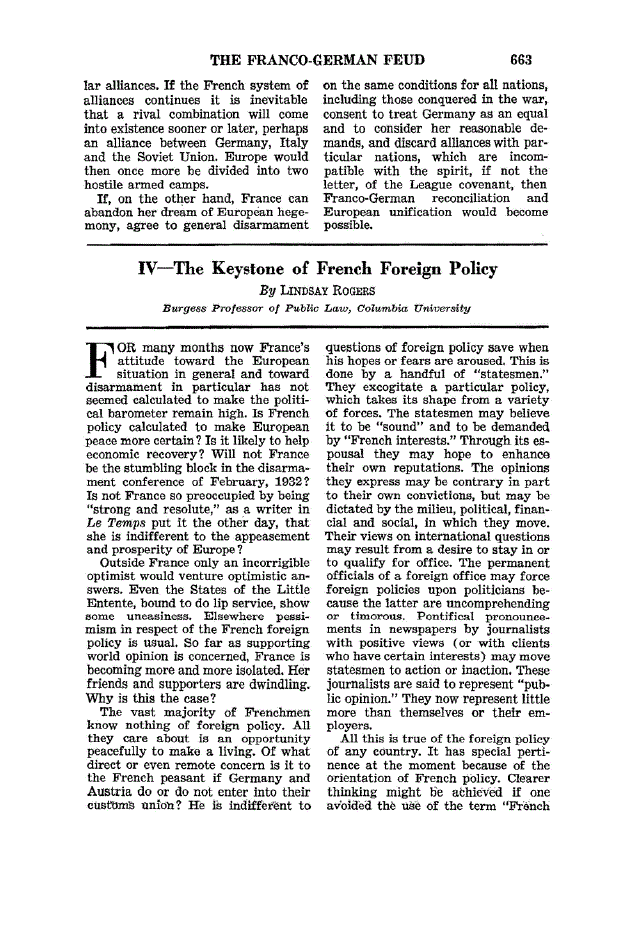 First page of IV—The Keystone of French Foreign Policy