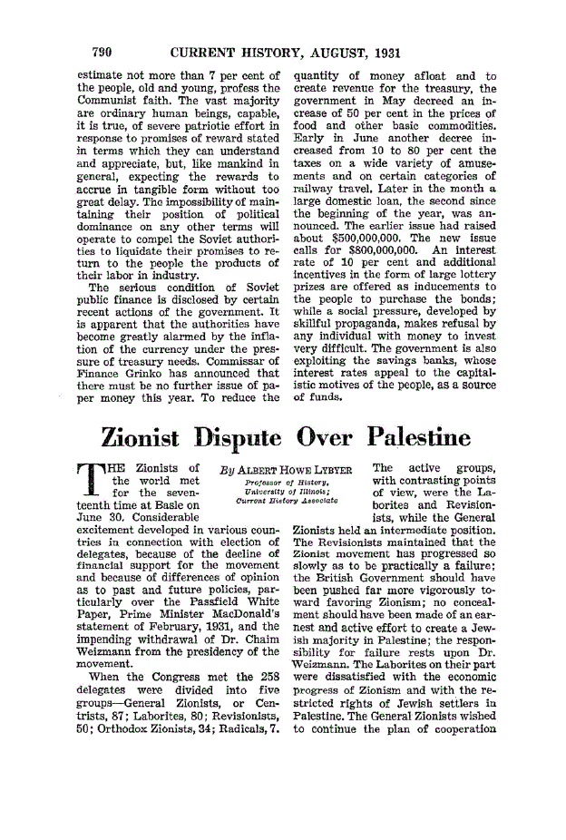 First page of Zionist Dispute Over Palestine