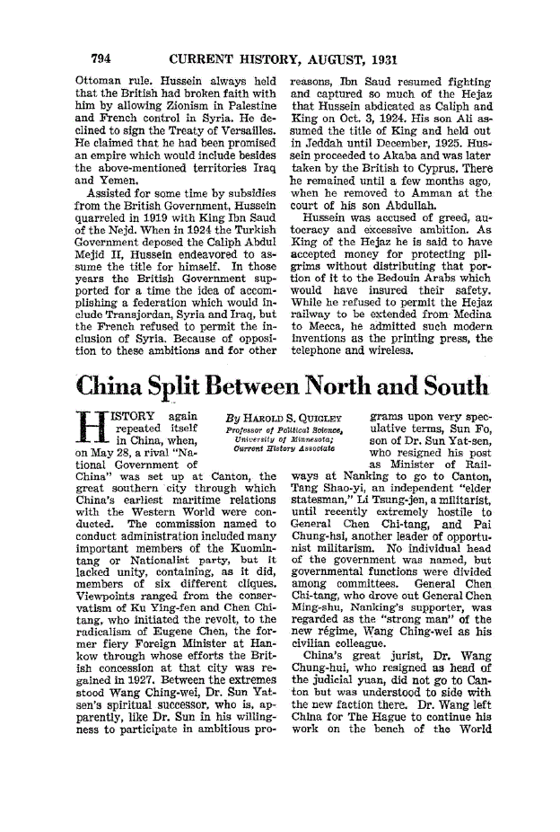 First page of China Split Between North and South