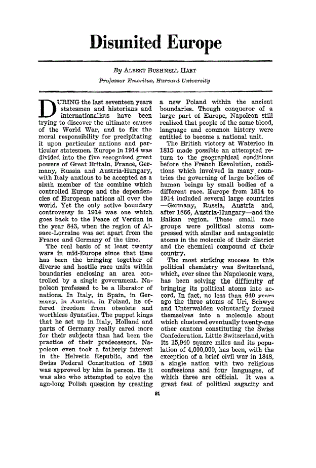 First page of Disunited Europe